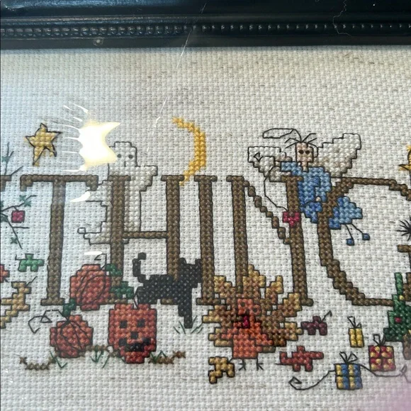 Framed 'Happy Everything' Cross-Stitch Art (New) - Picture 14 of 14